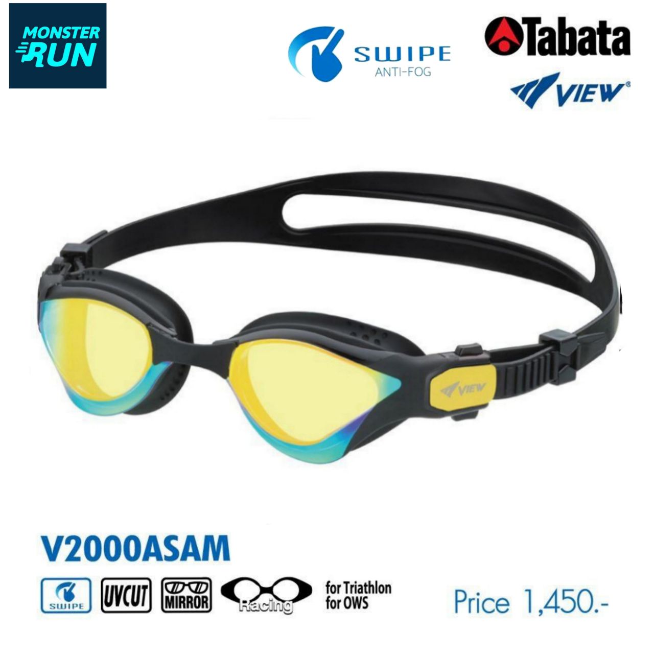 VIEW V2000ASAM SWIPE Anti-Fog แว่นตาว่ายน้ำคุณภาพจากญี่ปุ่น 