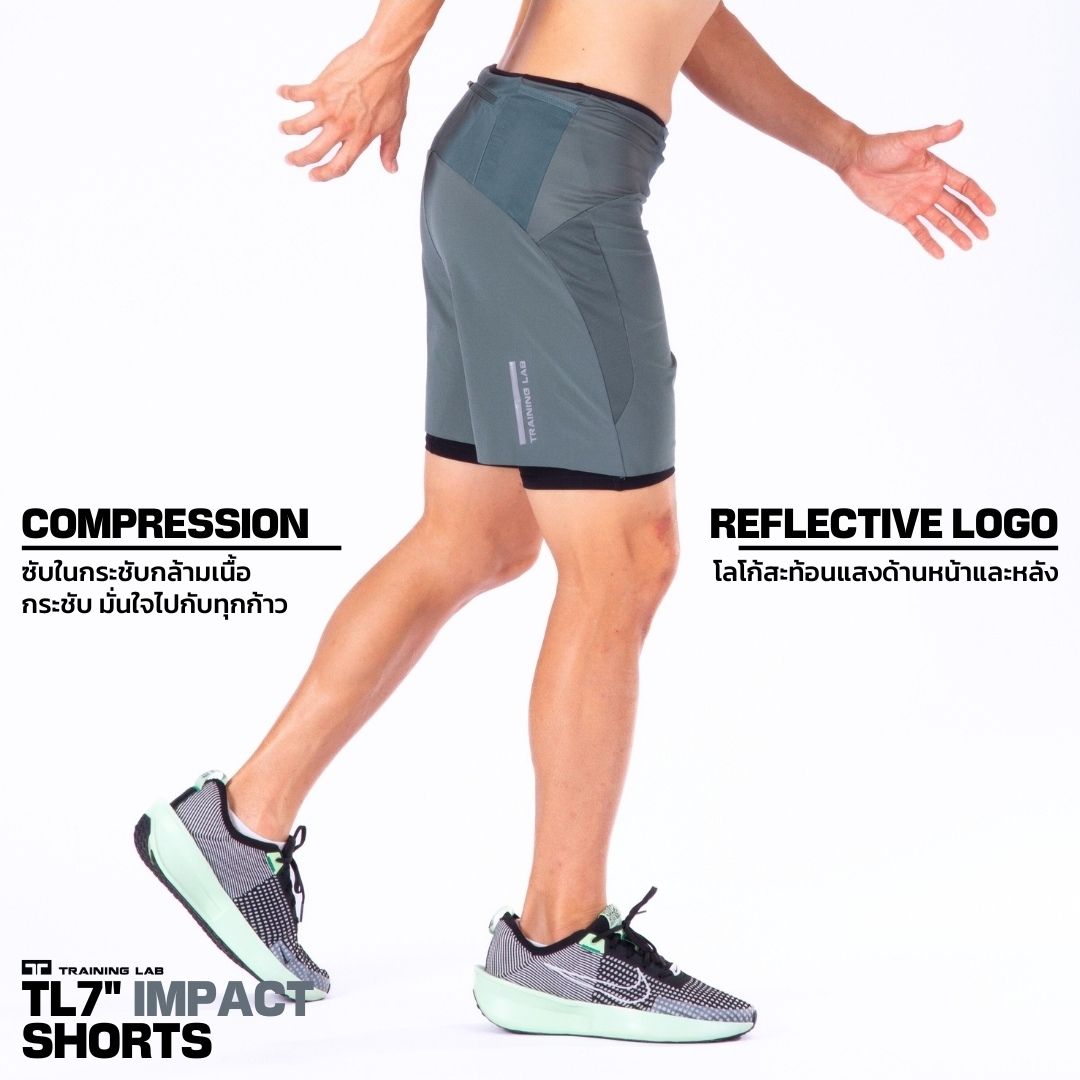 กางเกงวิ่ง ซับในกระชับกล้ามเนื้อ TRAINING LAB TL 7” 2IN1 Impact Shorts (19120)