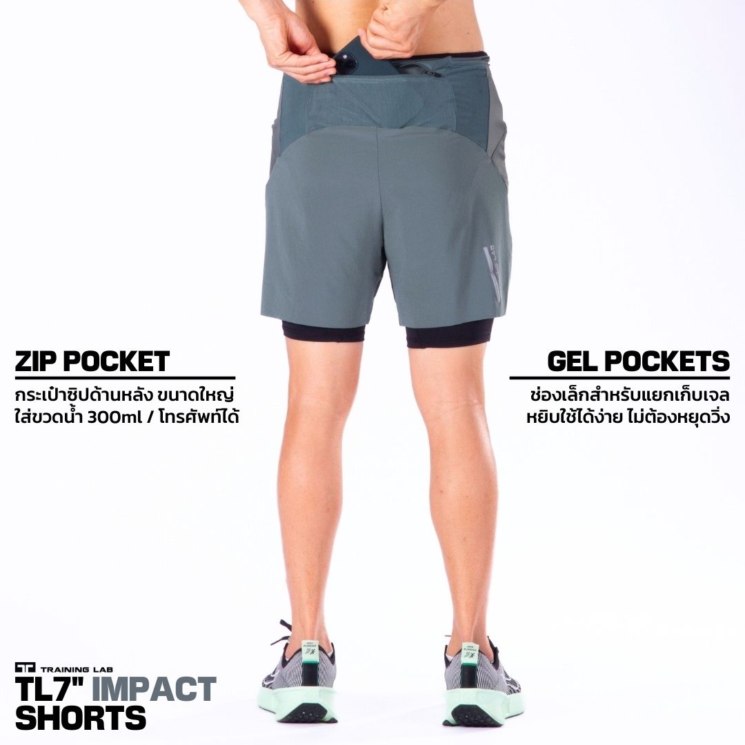 กางเกงวิ่ง ซับในกระชับกล้ามเนื้อ TRAINING LAB TL 7” 2IN1 Impact Shorts (19120)