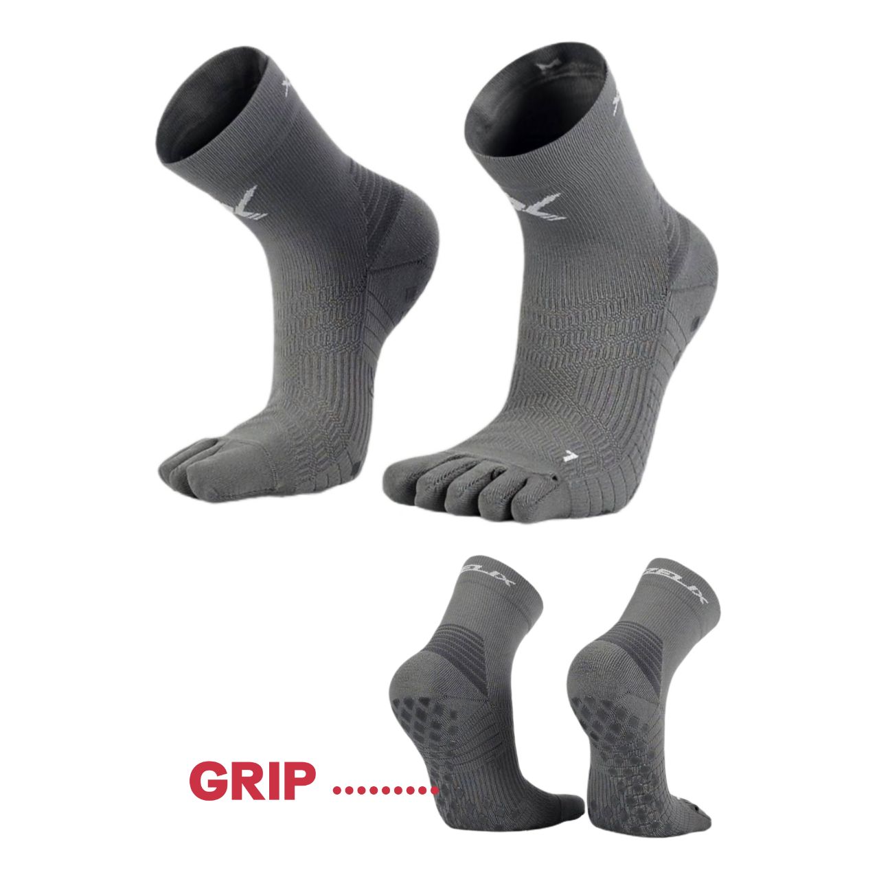 ถุงเท้าแยกนิ้ว Xzelix X-Tend Grip,Pure Low Cut Performance Toe Socks
