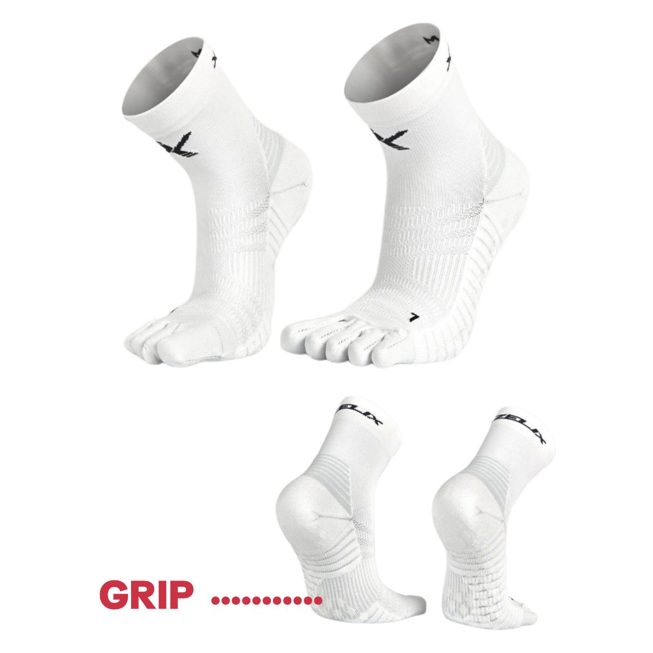 ถุงเท้าแยกนิ้ว Xzelix X-Tend Grip,Pure Low Cut Performance Toe Socks